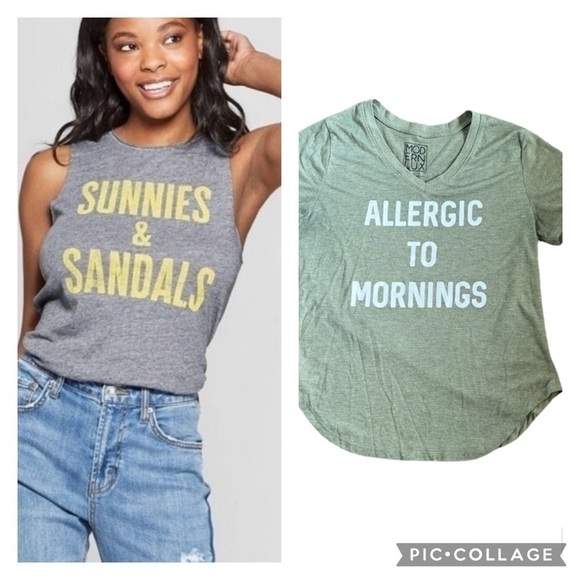 Modern Lux Allergic To Mornings Tee & Grayson Threads Sunnies & Sandals Tank - Picture 1 of 5
